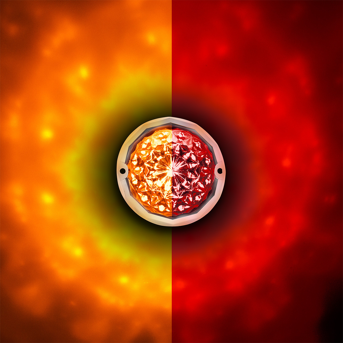 Double Fury 19 LED Dual Function Crystal Watermelon Light With Chrome Bezel-Amber & Red LED/Clear Lens