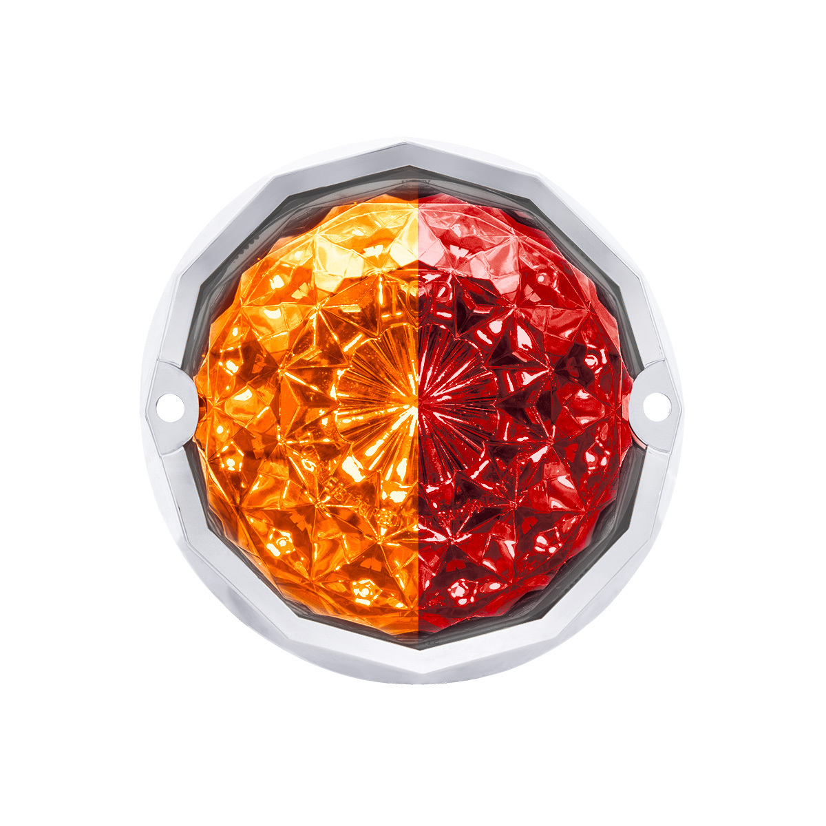 Double Fury 19 LED Dual Function Crystal Watermelon Light With Chrome Bezel-Amber & Red LED/Clear Lens