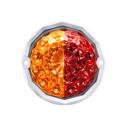 Double Fury 19 LED Dual Function Crystal Watermelon Light With Chrome Bezel-Amber & Red LED/Clear Lens