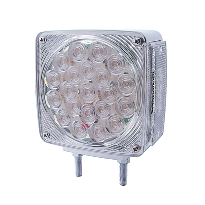 45 LED Double Stud Double Face Turn Signal Light - Amber LED/Clear Lens