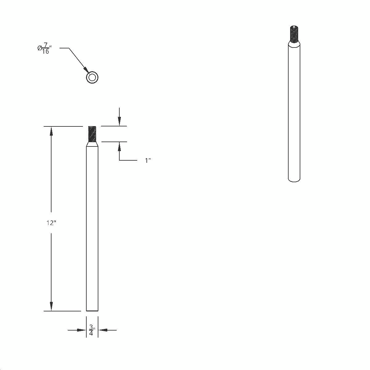 12" Skull Pattern Shifter Shaft Extension