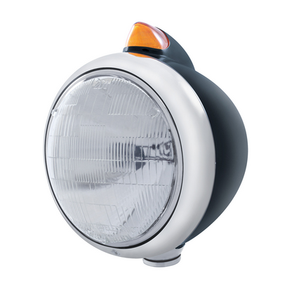 Black Guide 682-C Headlight 6014 & Original Style LED Signal - Amber Lens