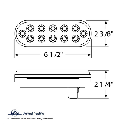 12 LED 6" Oval Reflector Light Kit (Stop, Turn & Tail) - Red LED/Red Lens