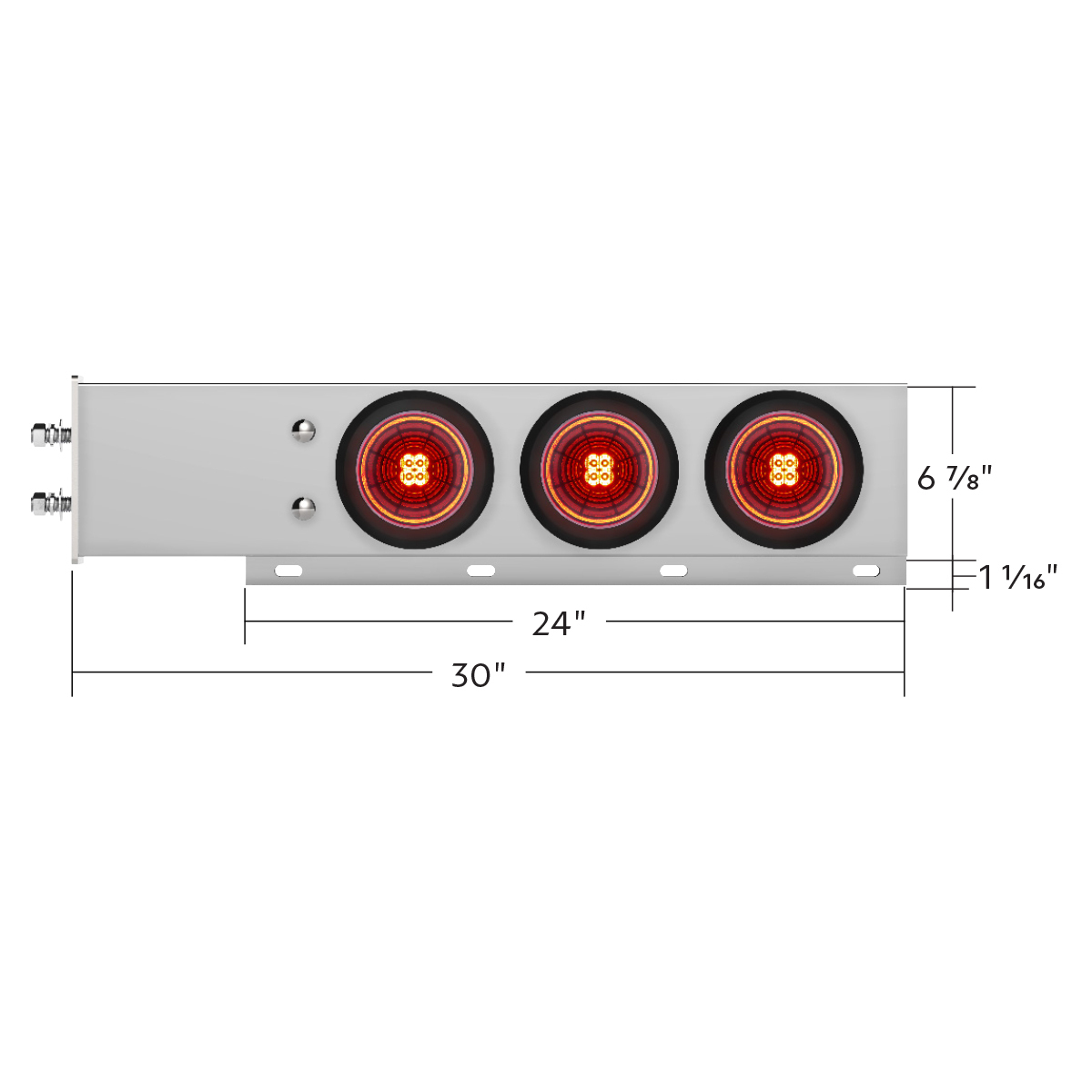 2.5" Bolt Pattern Chrome Spring Loaded Bar W/6X 4" 13 LED Abyss Lights - Red LED/Red Lens (Pair)