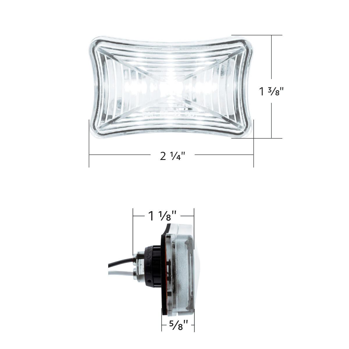 3 LED Rectangular Auxiliary Light-White LED/Clear Lens