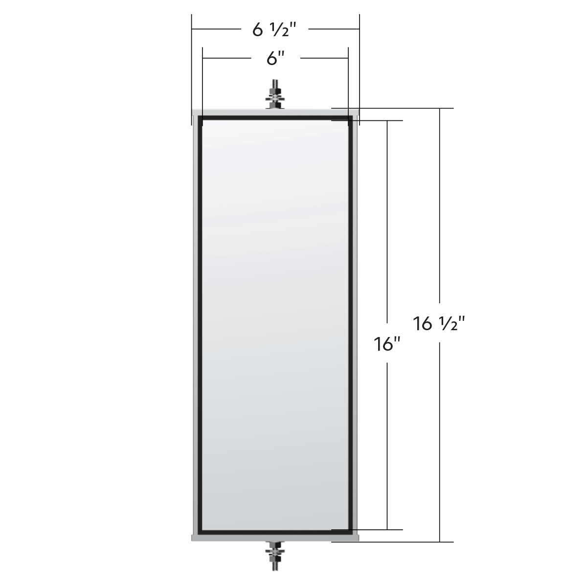 6" X 16" 430 Stainless Steel West Coast Mirror - Non Heated
