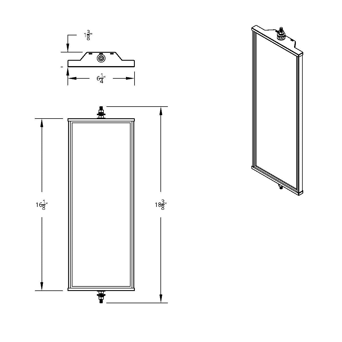 6" X 16" 430 Stainless Steel West Coast Mirror - Non Heated
