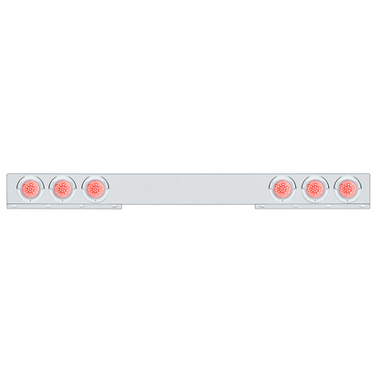 Stainless 1 Piece Rear Light Bar With Six 36 LED 4" Lights & Visors - Red LED/Clear Lens