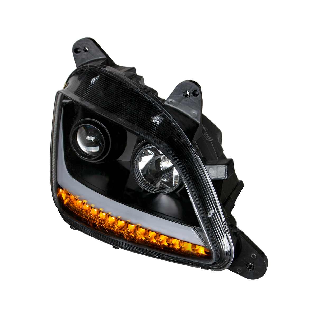 Black Projection Headlight With LED Position & Signal For 2012-2021 Peterbilt 579- Passenger