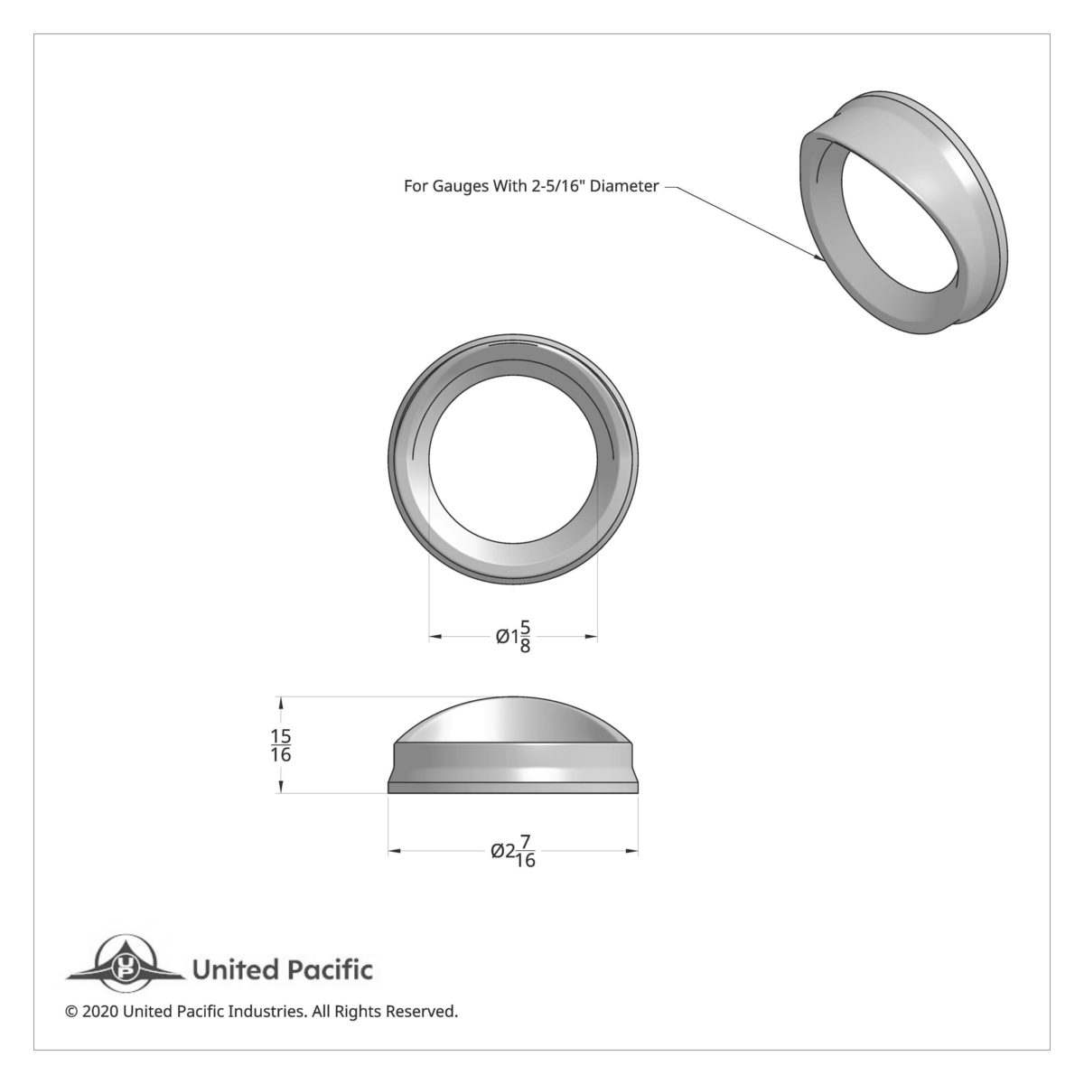 Small Gauge Cover With Visor For Kenworth