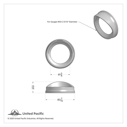 Small Gauge Cover With Visor For Kenworth