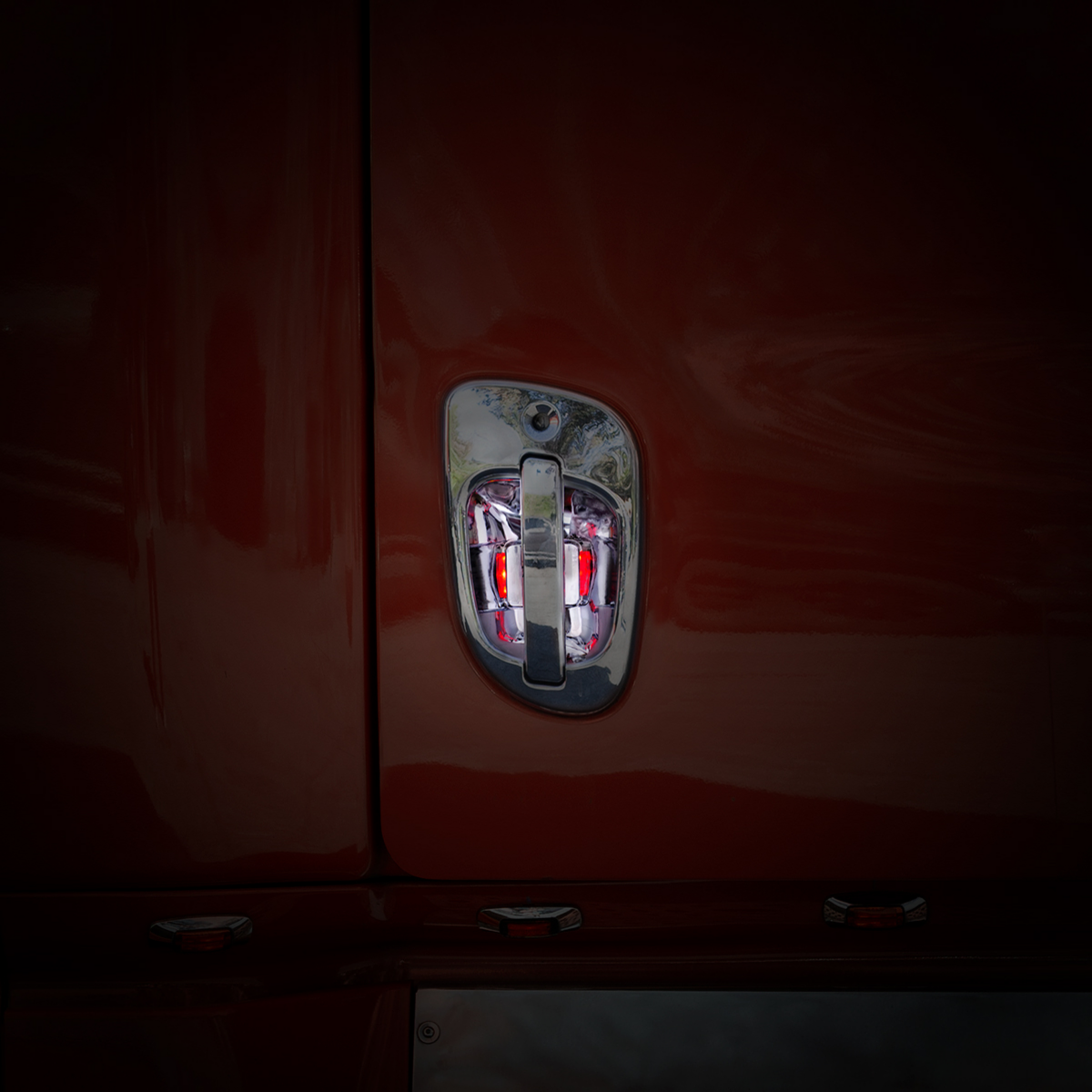 6 Red LED Chrome Door Handle Cover for Freightliner - Passenger