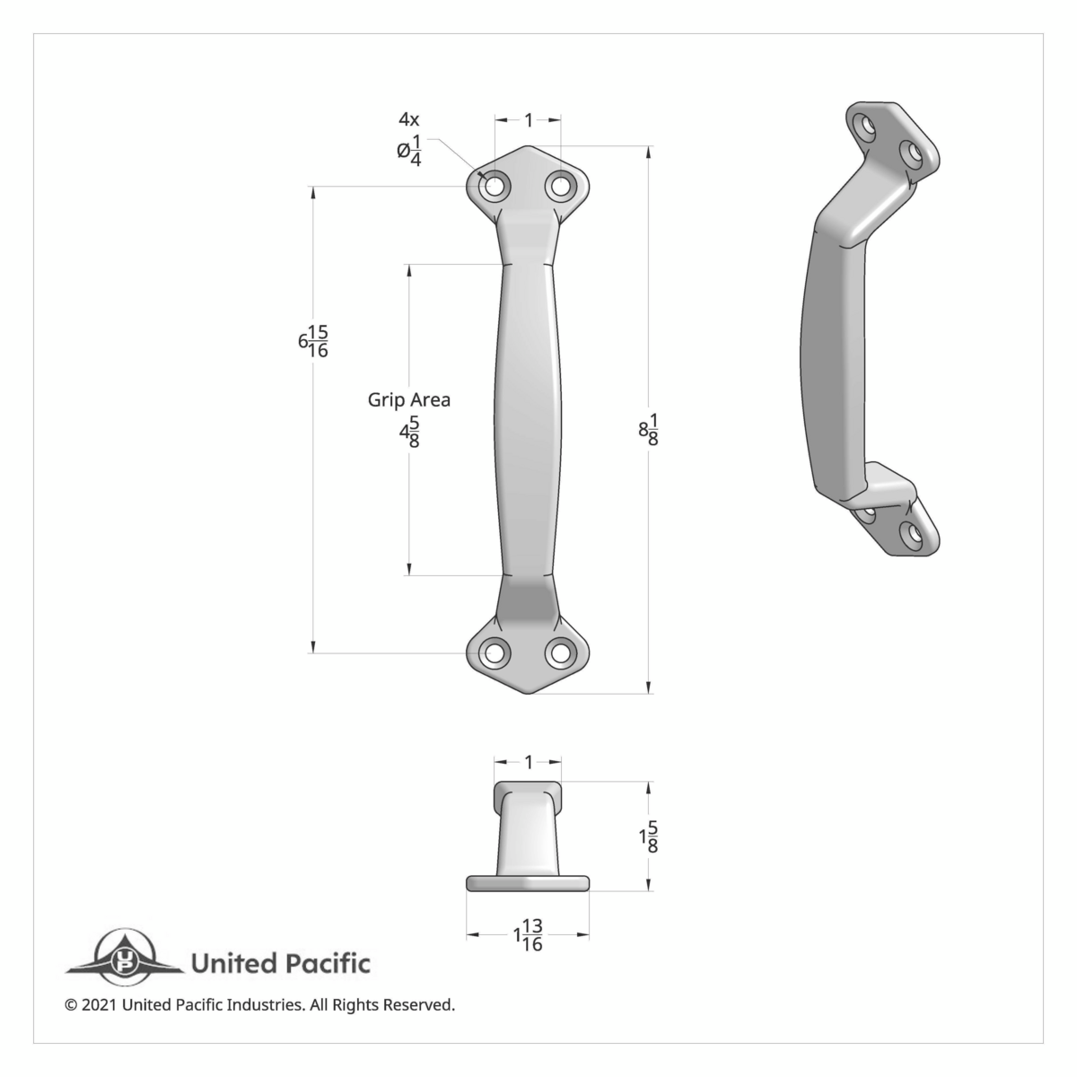 Chrome Die Cast Grab Handle Kit With Mounting Hardware