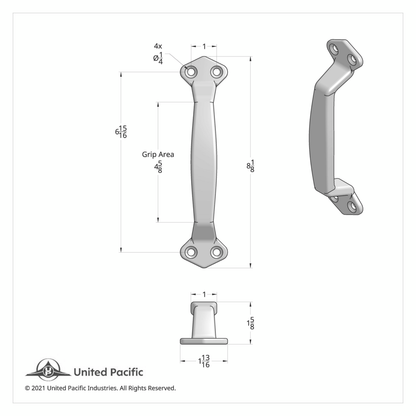 Chrome Die Cast Grab Handle Kit With Mounting Hardware