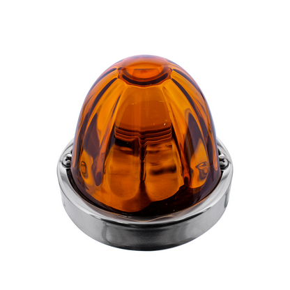 Dual Function Glass Watermelon Flush Mount Kit With LED Bulb - Amber LED/Amber Lens