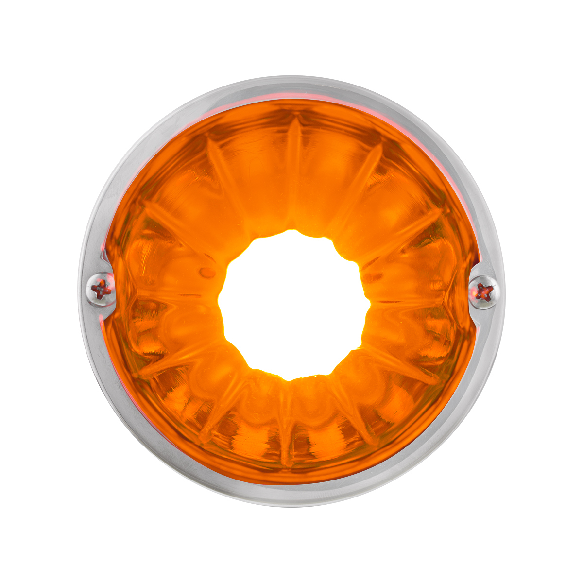 Dual Function Glass Watermelon Flush Mount Kit With LED Bulb - Amber LED/Amber Lens