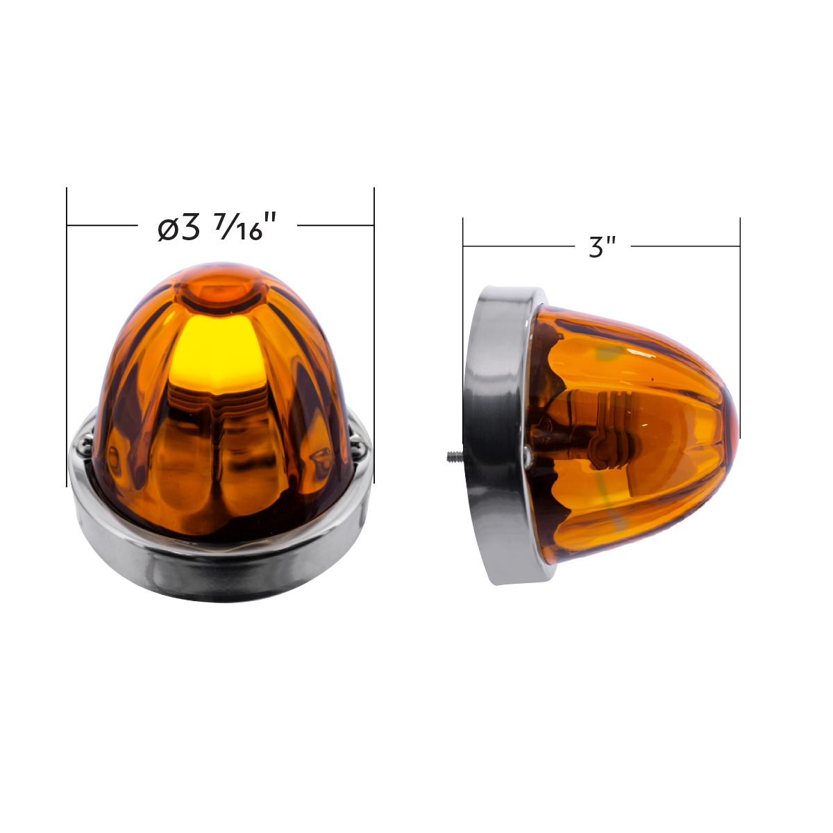 Dual Function Glass Watermelon Flush Mount Kit With LED Bulb - Amber LED/Amber Lens