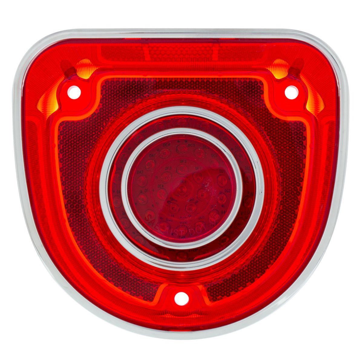 40 LED Tail Light With Stainless Steel Rings For 1968 Chevrolet Caprice/Impala-Red Lens