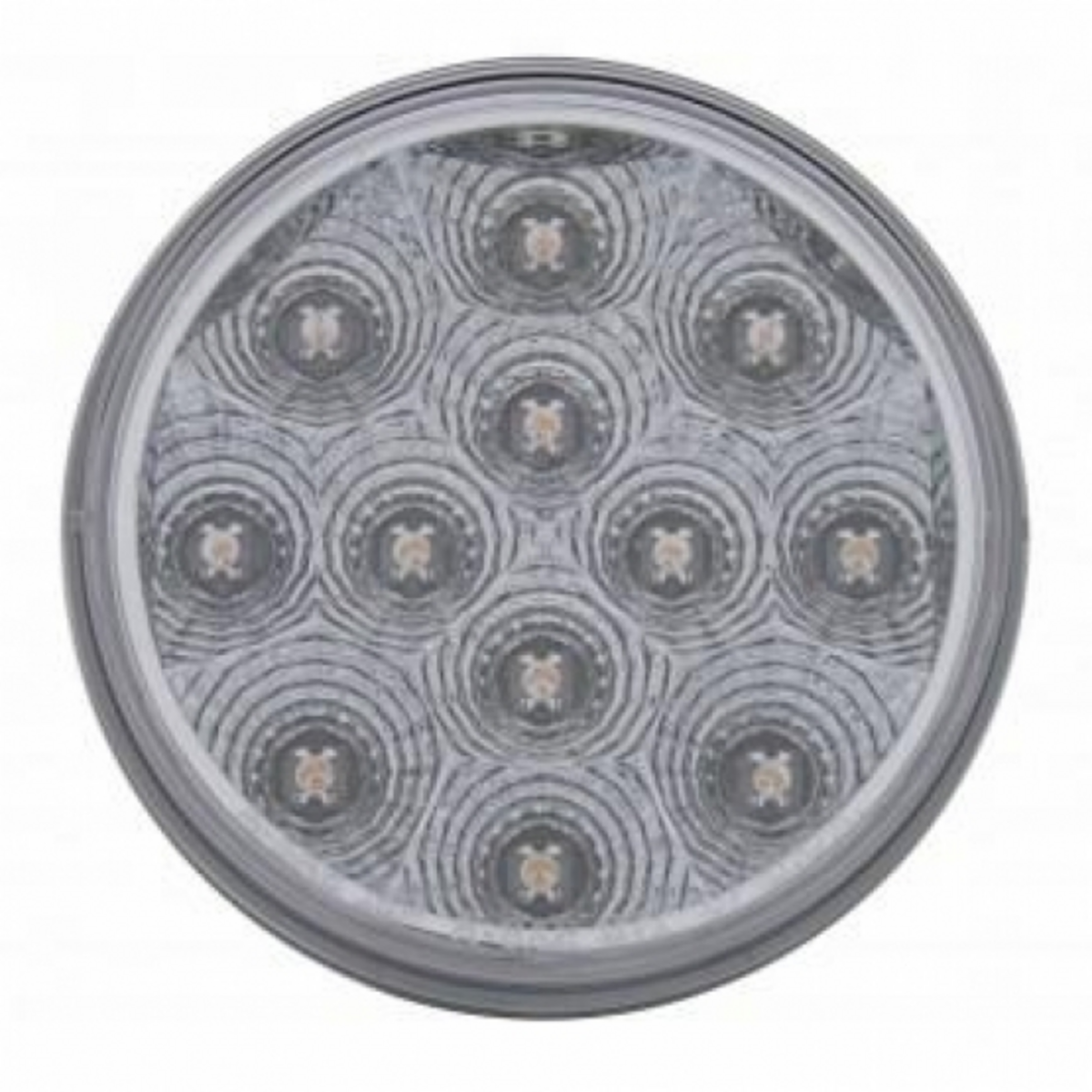 3-3/4" Bolt Pattern Chrome Spring Loaded Bar W/6X 12 Red LED 4" Reflector Lights - Clear Lens (Pair)