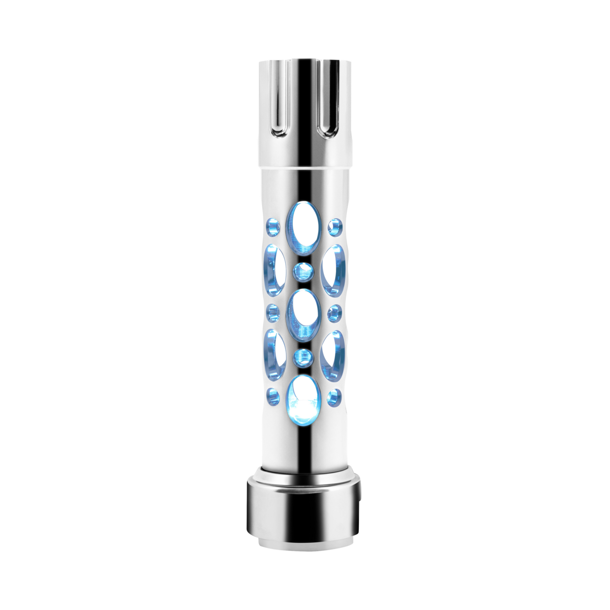 Austin Gun Cylinder Gearshift Knob With LED 13/15/18 Speed Adapter - Chrome/Blue LED