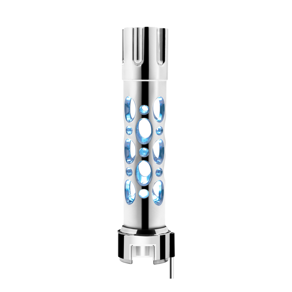 Austin Gun Cylinder Gearshift Knob With LED 13/15/18 Speed Adapter - Chrome/Blue LED
