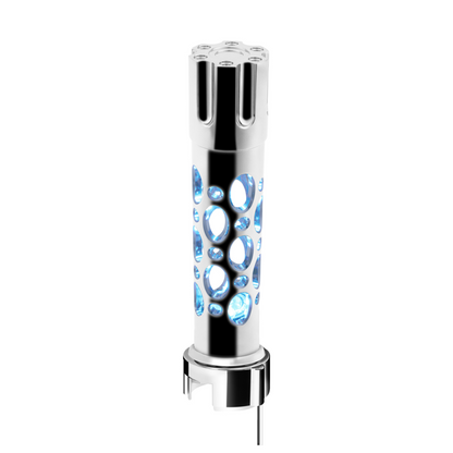 Austin Gun Cylinder Gearshift Knob With LED 13/15/18 Speed Adapter - Chrome/Blue LED