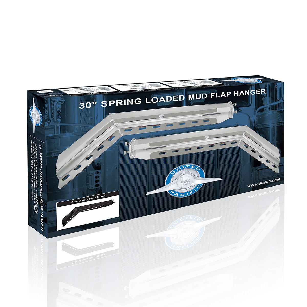 30" Chrome 45-Degree Angled Heavy Duty Mud Flap Hangers - 1-1/8" Bolt Pattern (Pair)