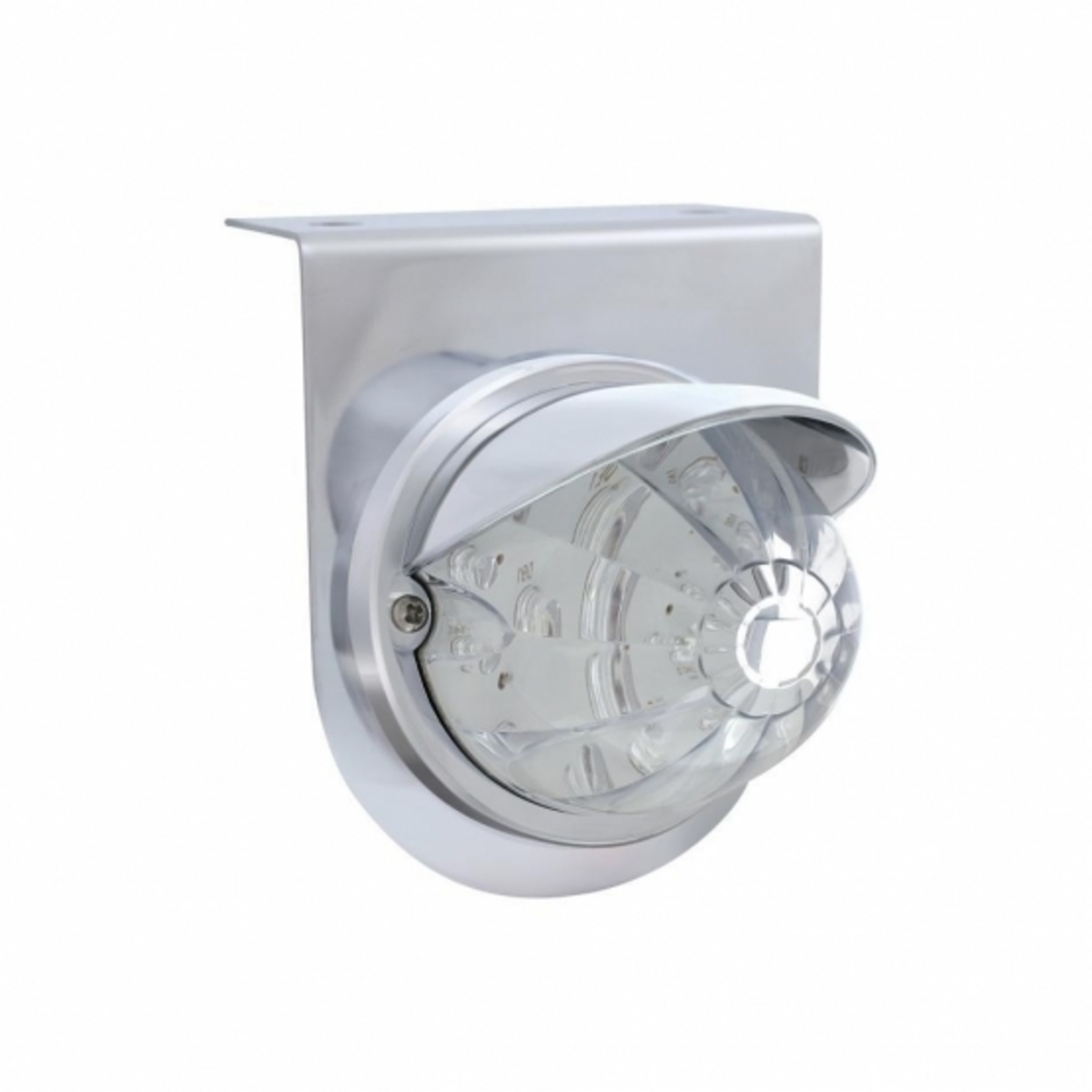 Stainless Light Bracket With 17 LED Watermelon Light & Visor - Red LED/Clear Lens
