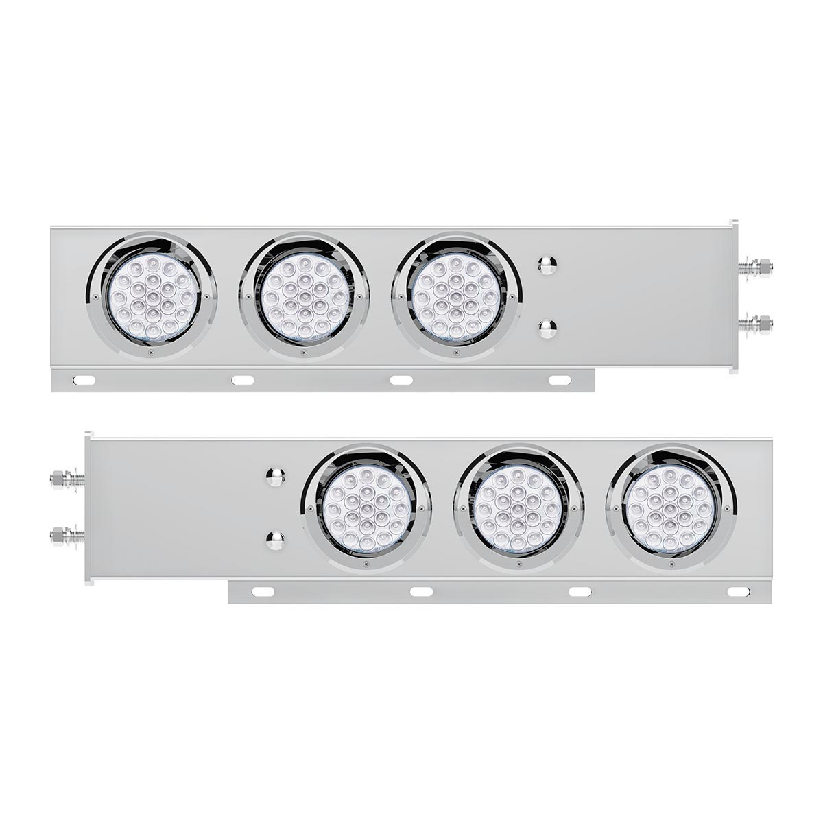 2.5" Bolt Pattern SS Spring Loaded Light Bar With 6X Double Fury 19 LED Lights & Visors-Red & Blue(Pair)