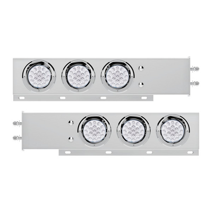 2.5" Bolt Pattern SS Spring Loaded Light Bar With 6X Double Fury 19 LED Lights & Visors-Red & Blue(Pair)