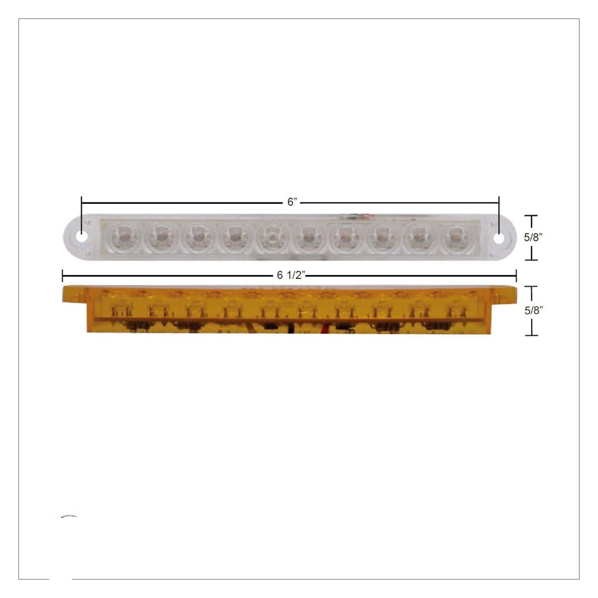 10 LED 6-1/2" Turn Signal Light Bar - Amber LED/Clear Lens