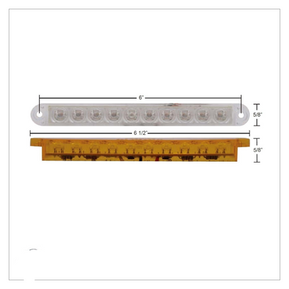 10 LED 6-1/2" Turn Signal Light Bar - Amber LED/Clear Lens