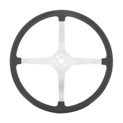 15" Chrome Plated 3-Bolt Track Style Steering Wheel With Rubber Grip