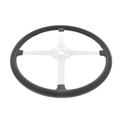 15" Chrome Plated 3-Bolt Track Style Steering Wheel With Rubber Grip