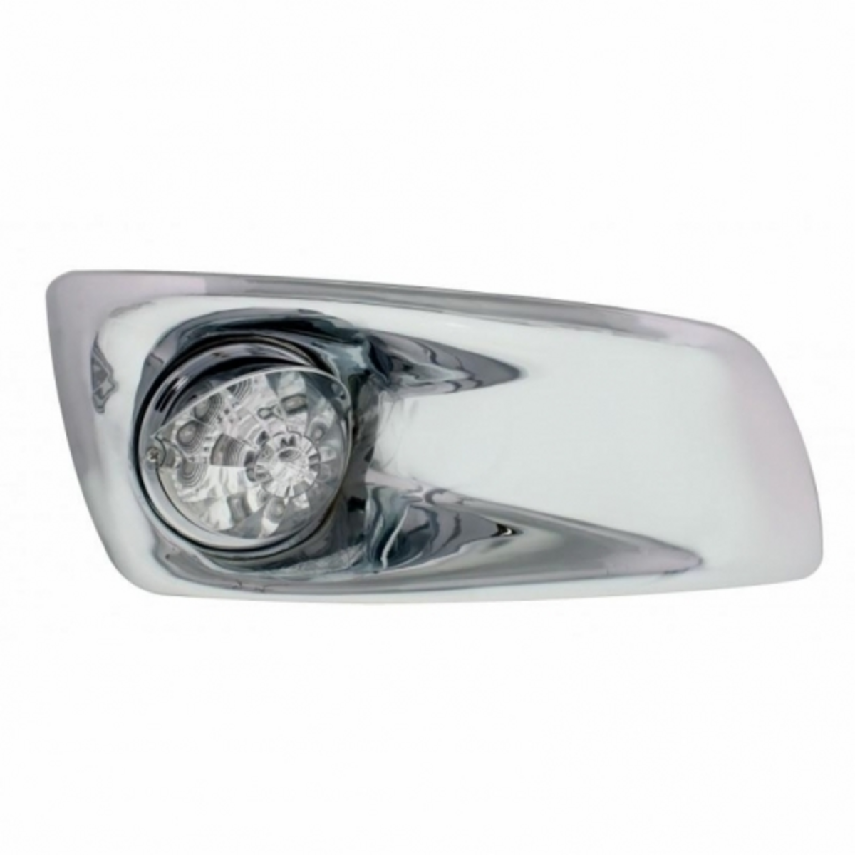 Fog Light Cover With Amber LED Reflector Watermelon Light & Visors For 2007-17 KW T660- Passenger -Clear Lens
