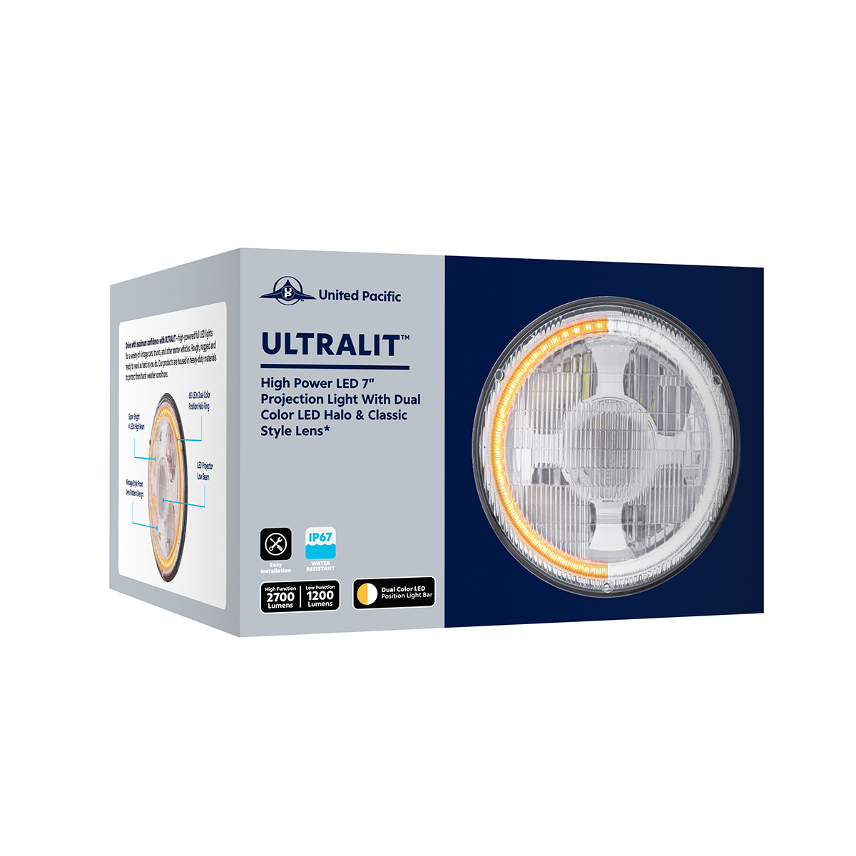 ULTRALIT - High Power LED 7" Projection Light With Dual Color LED Halo & Classic Style Lens