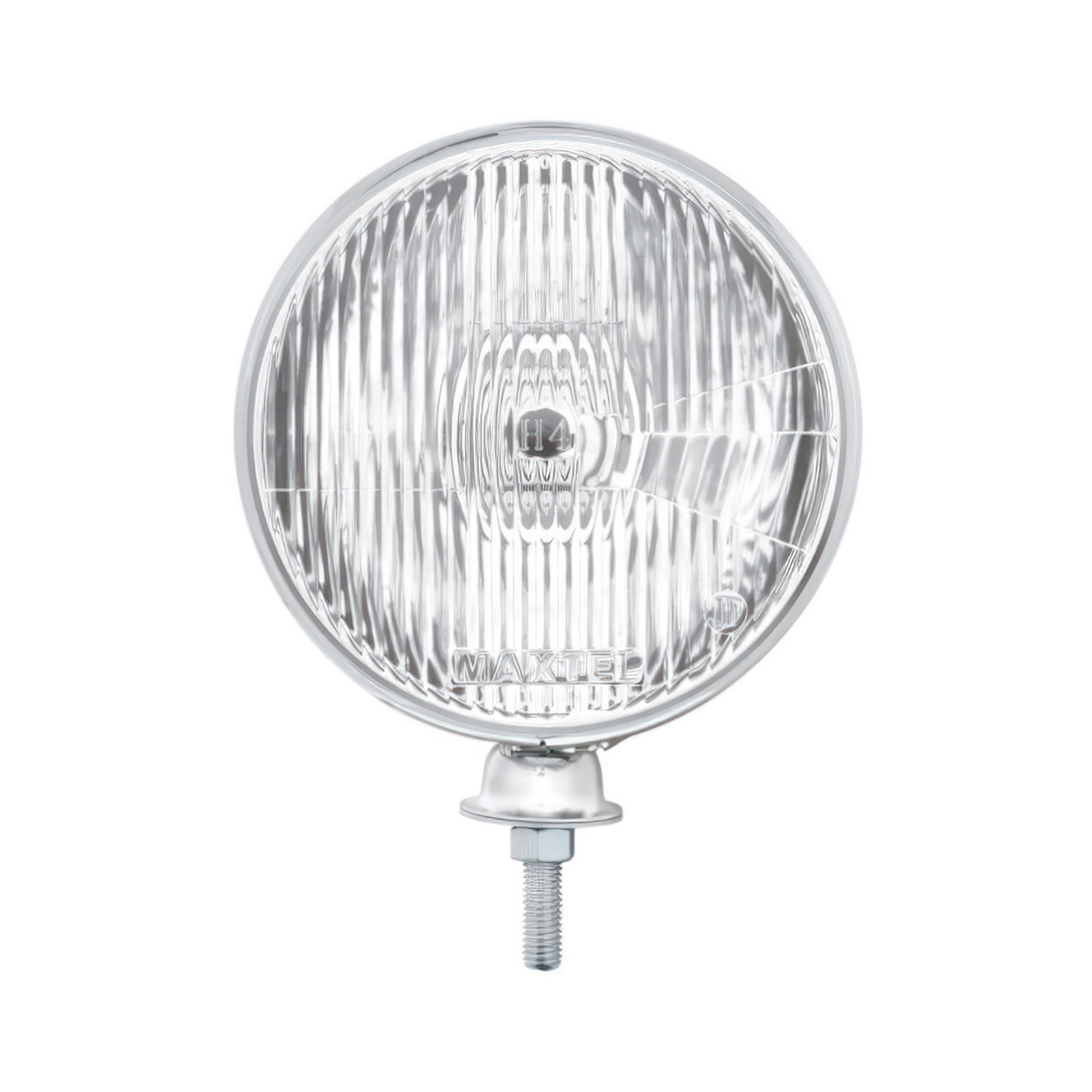 7" Stainless Dietz Style Headlight With 12 Volt Flat H4 Halogen Bulb (Pair)