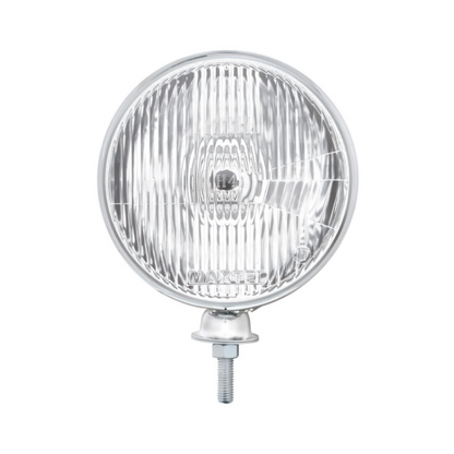 7" Stainless Dietz Style Headlight With 12 Volt Flat H4 Halogen Bulb (Pair)