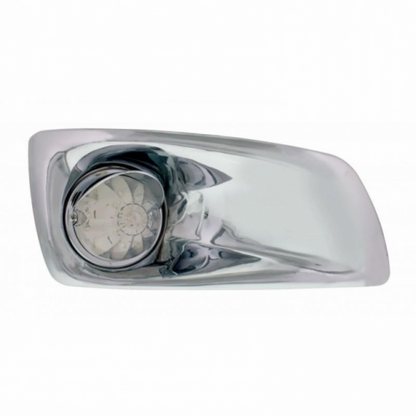Fog Light Cover With 17 Amber LED Hi/Lo Watermelon Light & Visor For 2007-17 KW T660- Passenger -Clear Lens