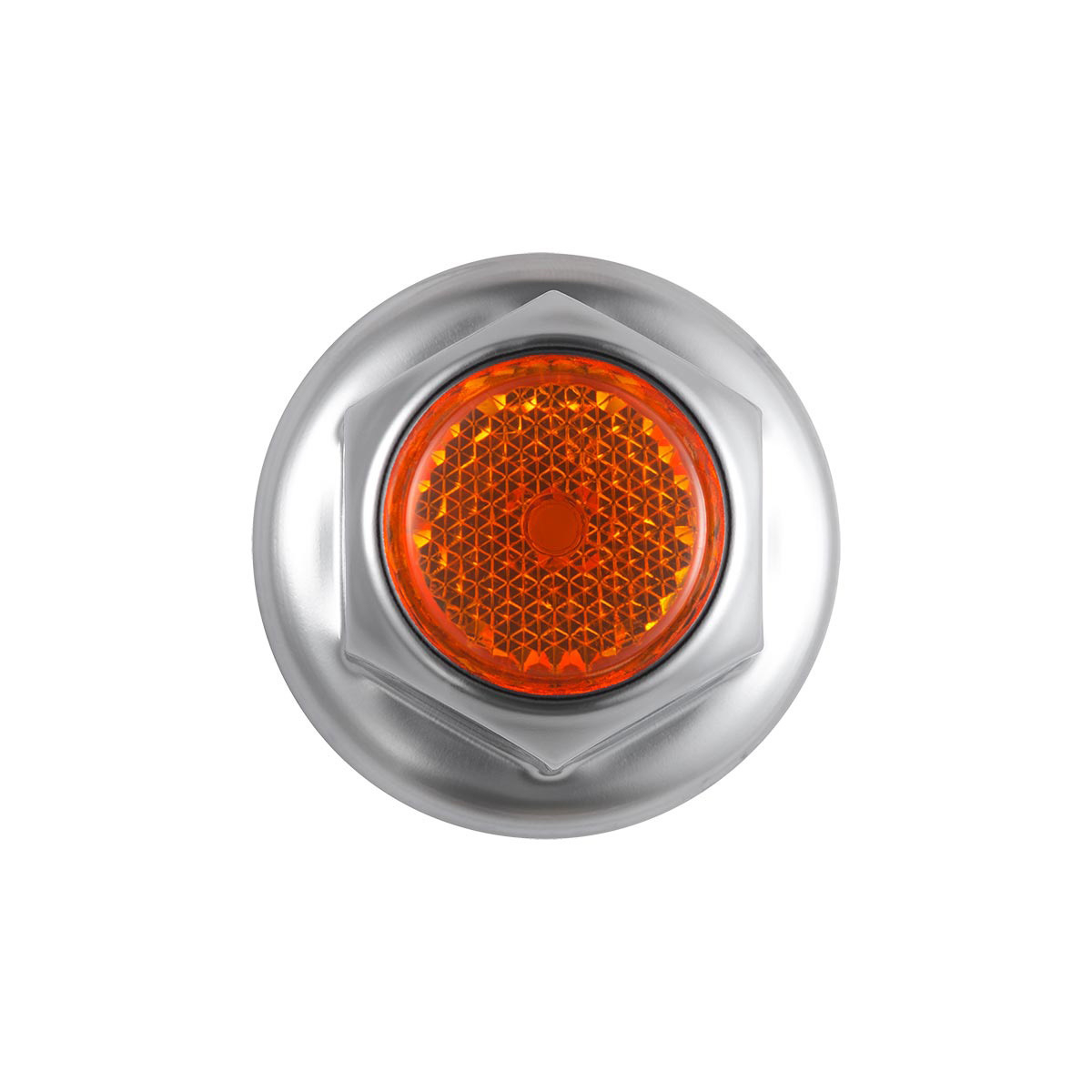33mm X 2" Chrome Steel Reflector Nut Cover With Flange - Amber (50 Pcs)