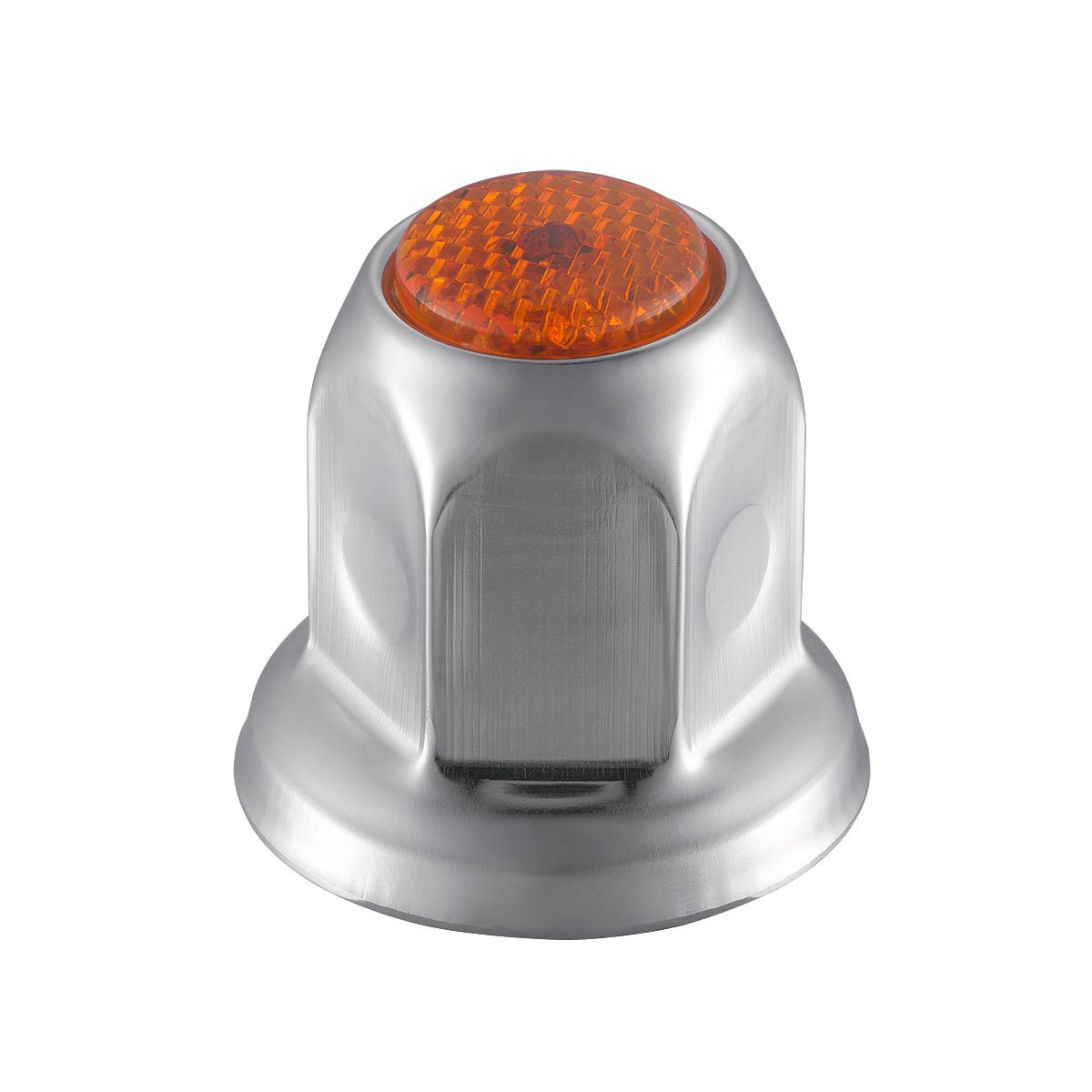 33mm X 2" Chrome Steel Reflector Nut Cover With Flange - Amber (50 Pcs)
