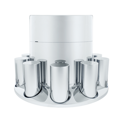 Chrome Plastic Flat Top Axle Cover Combo Kit With 33mm X 4-1/4" Standard Thread-On Tall Cylinder Nut Covers