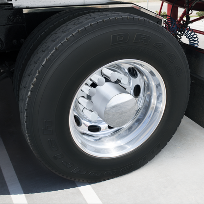 Chrome Plastic Flat Top Axle Cover Combo Kit With 33mm X 4-1/4" Standard Thread-On Tall Cylinder Nut Covers