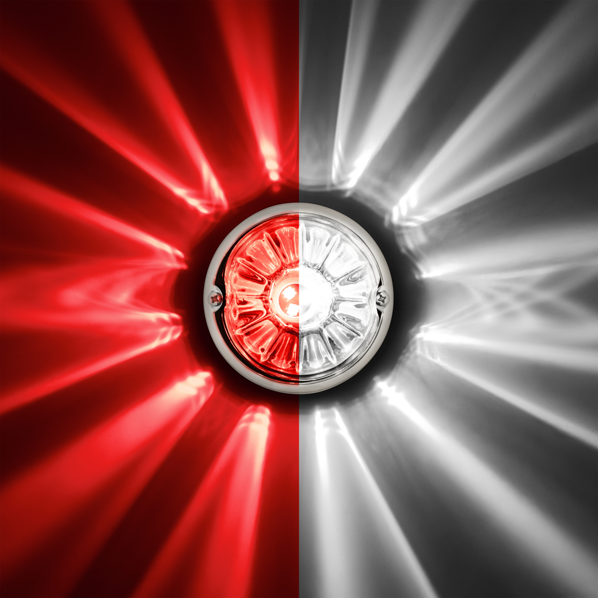 360-Degree Double Fury LED Bulb Glass Watermelon Flush Mount Kit-Red & White LED