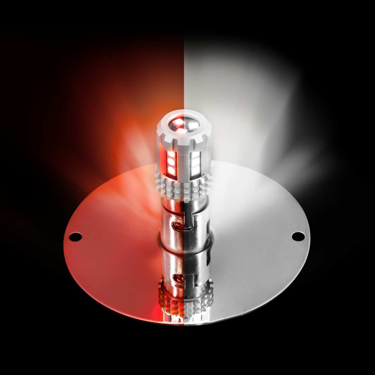 360-Degree Double Fury LED Bulb Glass Watermelon Flush Mount Kit-Red & White LED