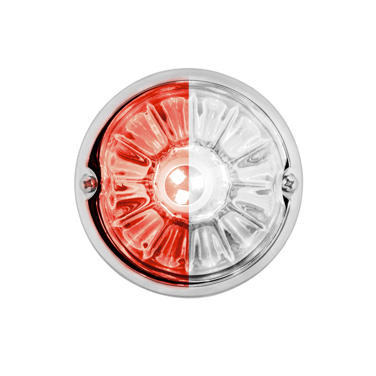 360-Degree Double Fury LED Bulb Glass Watermelon Flush Mount Kit-Red & White LED