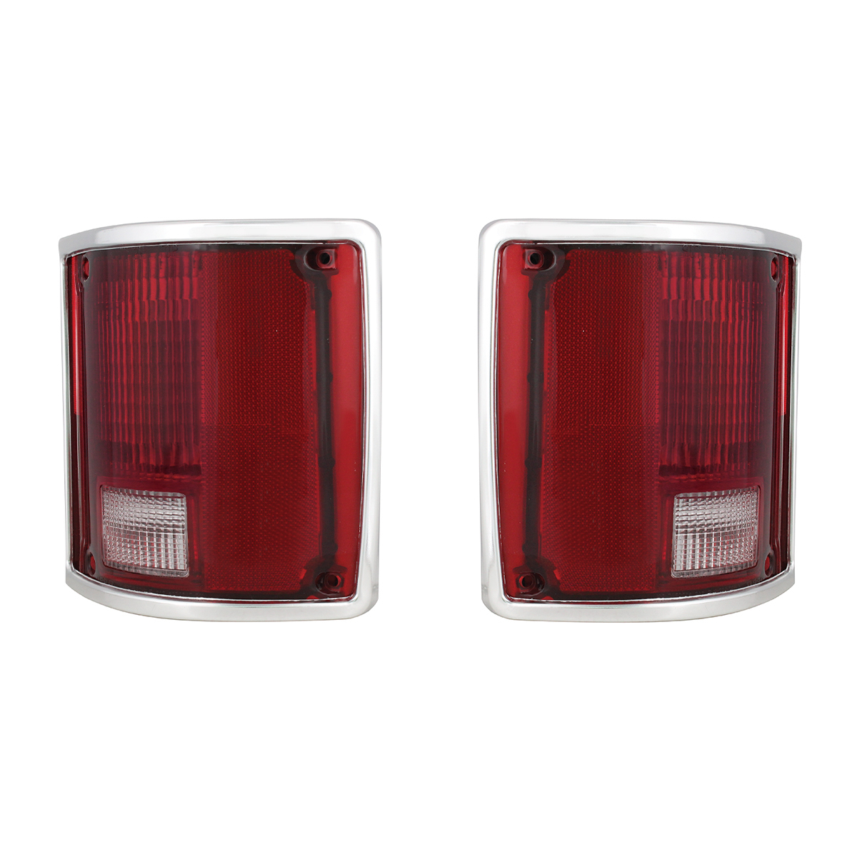 Tail Light Assembly With Anodized Aluminum Trim For 1973-87 Chevy & GMC Truck (Pair)
