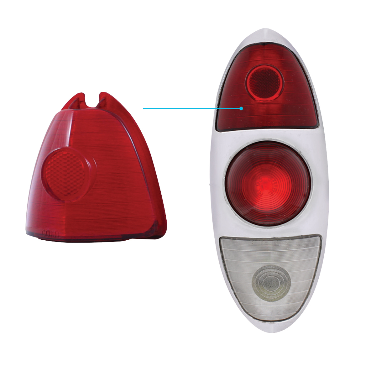 Upper Stop Tail Light Lens For 1953 Chevy Passenger Cars