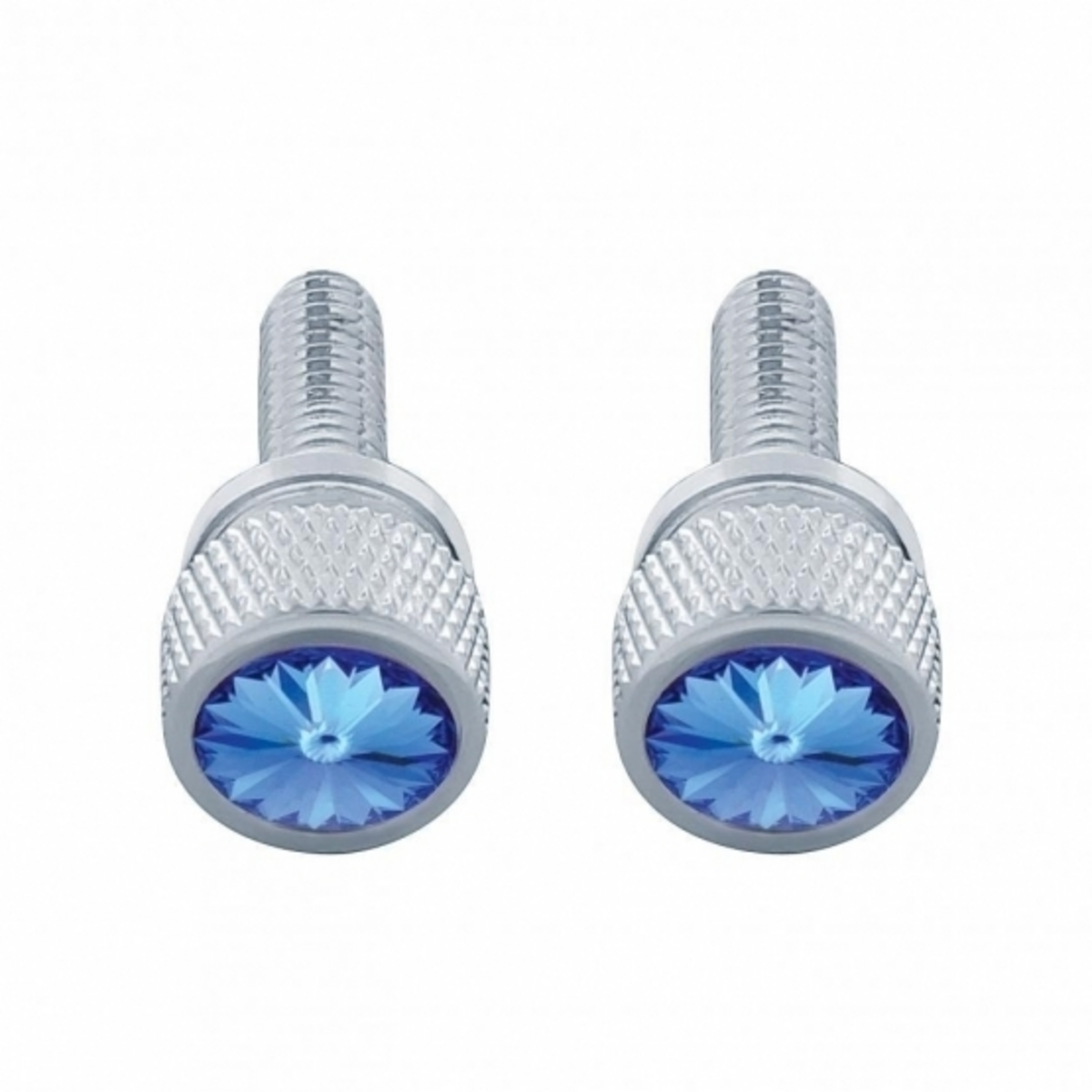 3/4" Short M6 Dash Screw With Crystal For Kenworth - Blue Crystal (2-Pack)