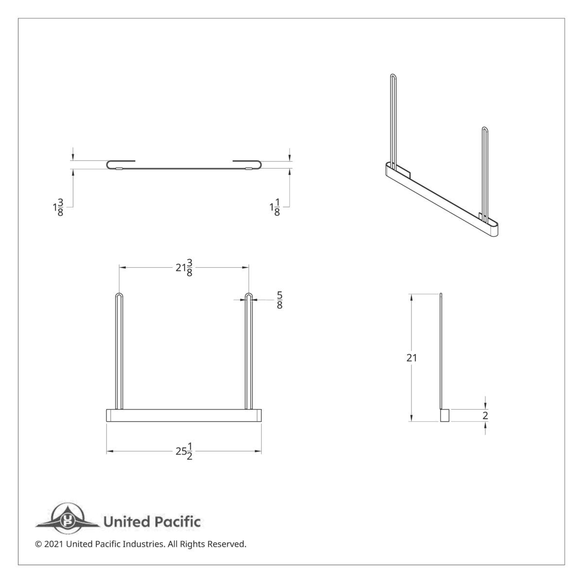 24" X 21" Chrome Anti-Sail Bracket - 2" Bottom
